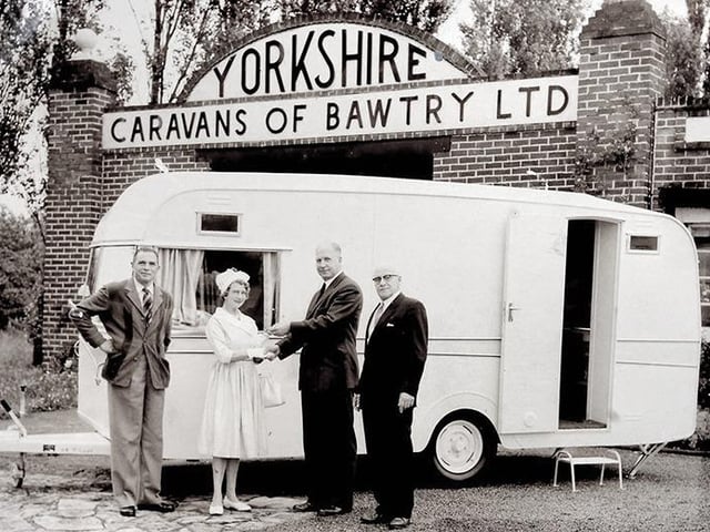 Yorkshire Caravans celebrating it's 75th anniversary.This picture shows company founder Percy Smith (right) and his wife Gladys Smith at the firm's Bawtry premises.