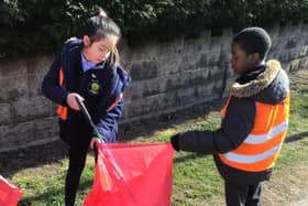 Youngsters joined in the litter picking in Armthorpe.