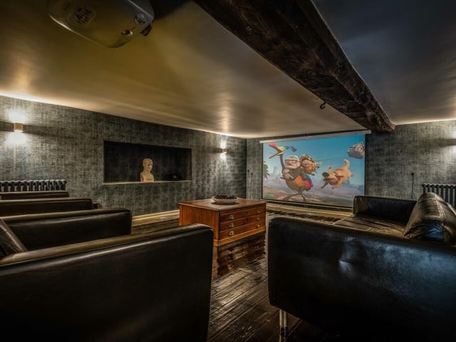 The plush home cinema in Scawsby Hall.