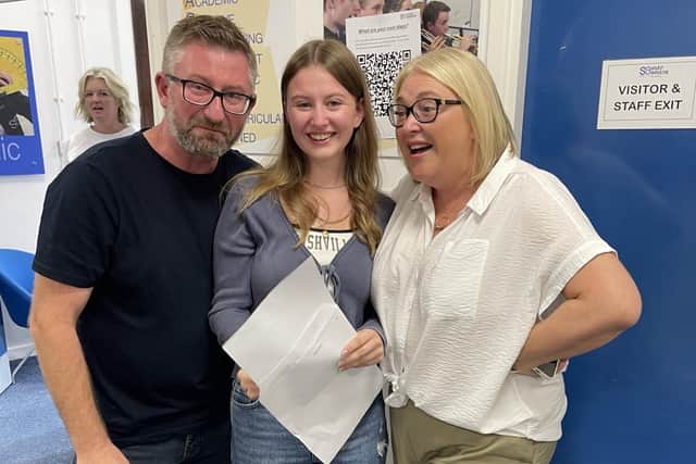 Emily Collins celebrates her results at South Axholme Academy.