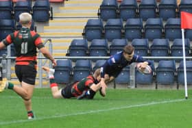 Tom O’Brien scores on his debut for Doncaster Phoenix. Photo: FSP Images
