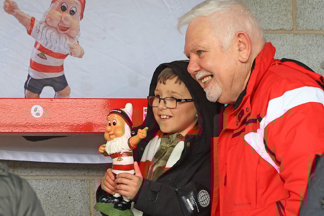 Some of the Doncaster Rovers fans who watched the 2-0 win at Crawley Town.