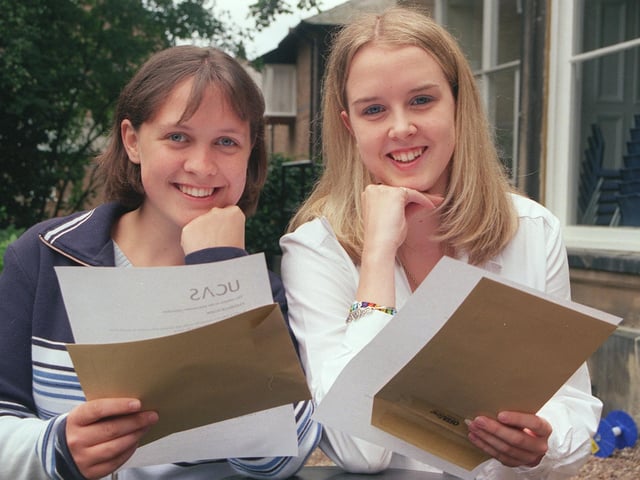 Gemma Taylor and friend and namesake Gemma Taylor look pleased with their results in 1999