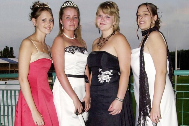 Sarah-Jayne Phillips, Amy Wharton, Lucinda Harrison and Leanne Davies at the Hatfield Visual Arts College year 11 prom held at Doncaster Rugby Club, Armthorpe, June 2006