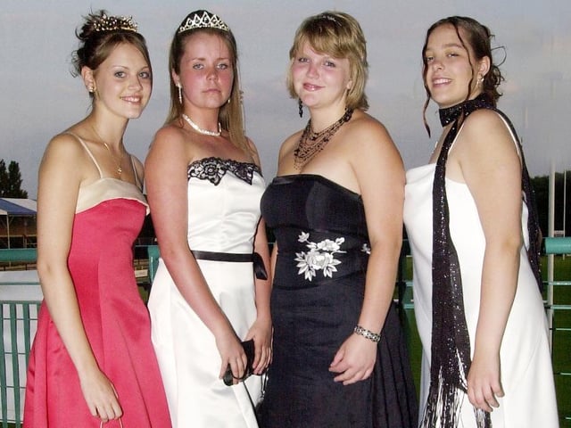 Sarah-Jayne Phillips, Amy Wharton, Lucinda Harrison and Leanne Davies at the Hatfield Visual Arts College year 11 prom held at Doncaster Rugby Club, Armthorpe, June 2006