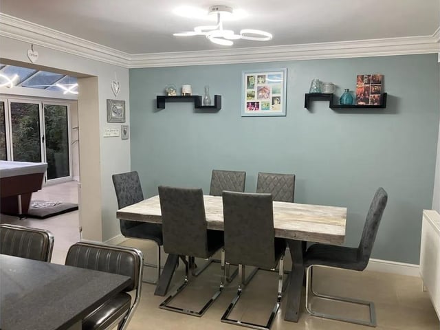 The dining room, within the open plan arrangement.