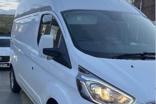 The delivery van was recovered by police after a chase.