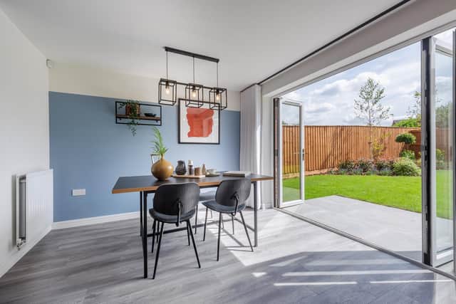 Avant Homes' Foxbridge showhome includes bi-fold doors, which open on a landscaped garden