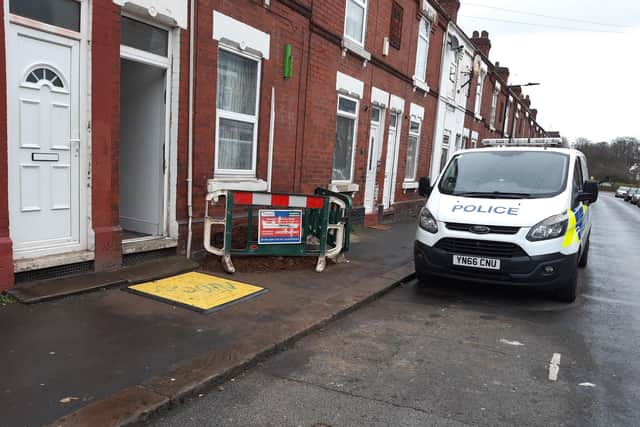 Police after a house was raided for drugs on Apley Road, Hyde Park, Doncaster