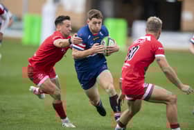 Harry Davey is pictured in action against this weekend’s opponents Jersey earlier in the season. Picture: Tony Johnson