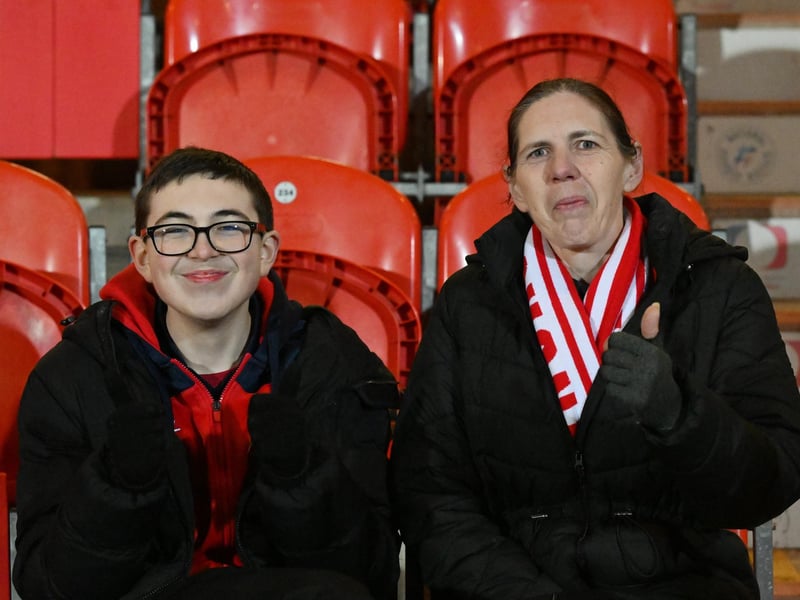 Doncaster Rovers fans watching the derby win over Huddersfield.