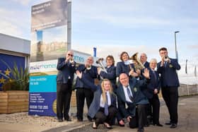 Miller Homes Supports Hatfield & Askern Colliery Band.  Pictured L-R: (Back) Phil Price, Pete Tombs, Christine Lippeatt, Ann Clarbour, Jess Marshall, Margaret Curran, Joe Clarbour.(Front) Natasha Littlejohns,Harry McLaughlin