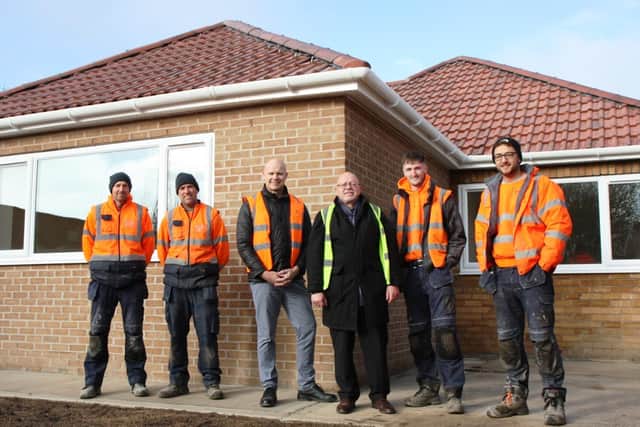 Andy Wilson (Bricklayer); Andy Lofthouse (Bricklayer); Chris Margrave (Director of Property Services at St Leger Homes); Cllr Glyn Jones (Deputy Mayor and Cabinet Member for Housing and Business); Mackenzie Booth (Apprentice Bricklayer); Charlie Curry (Apprentice Bricklayer)