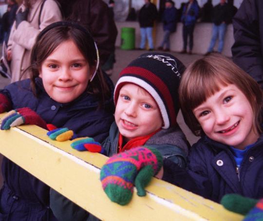 Enjoying the stock car and banger racing in 1997 were Collette Burrows, nine, Joe Burrows, six and Harriet Burrows also six