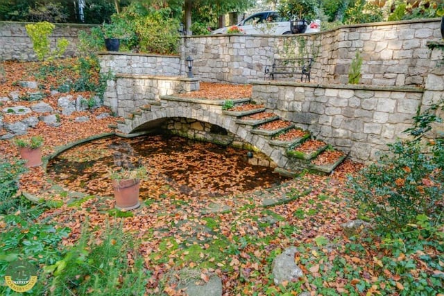A pond feature within the gardens.