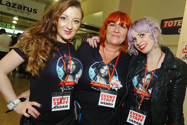 At the 2013 Tattoo Jam at Doncaster Racecourse are Sarah Golden, Wendy Marks and Sarah Shawcross from Jazz Tattoo Jam
