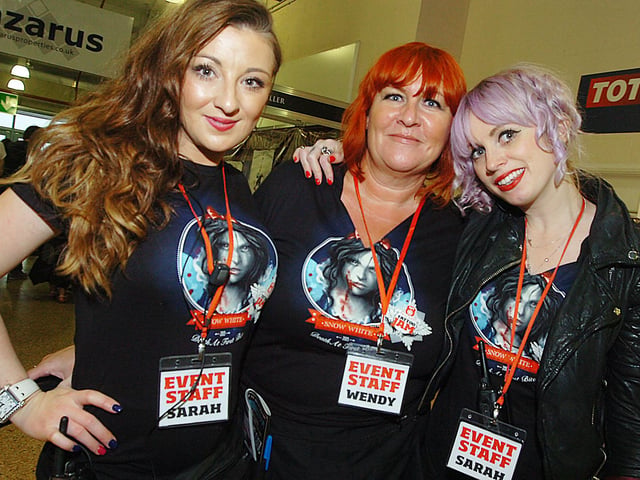 At the 2013 Tattoo Jam at Doncaster Racecourse are Sarah Golden, Wendy Marks and Sarah Shawcross from Jazz Tattoo Jam
