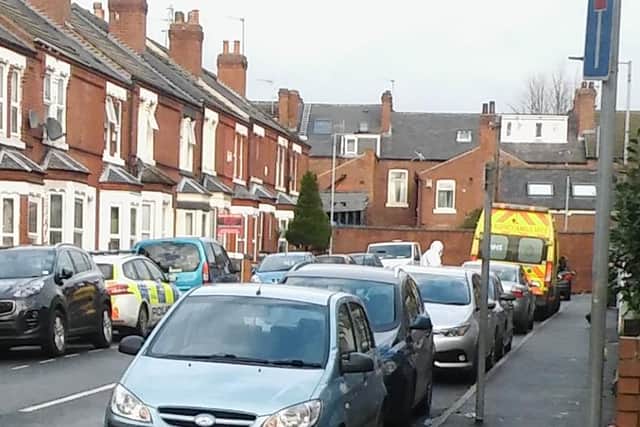 Pictures show police and emergency services at Royal Avenue, Doncaster, earlier this afternoon