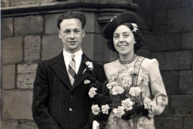 Doris May Kitching pictured on her wedding day to husband Norman.  Picture: Liz Mockler D4260LM