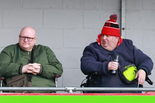 Some of the Doncaster Rovers fans who watched the 2-0 win at Crawley Town.