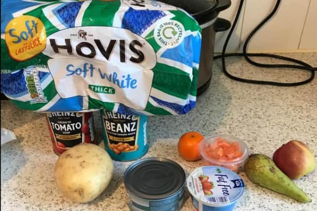 The food sent to Amy Walker in her school meals package