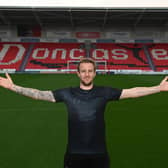 James Coppinger models Doncaster Rovers' new charity third kit in aid of mental health charity CALM. Picture: Howard Roe/AHPIX