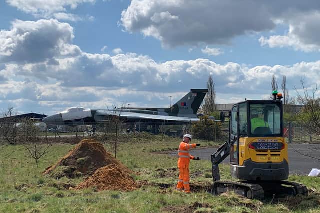 Work has started at Doncaster Sheffield Airport on the new Vulcan hangar. (Photo: VTTS).