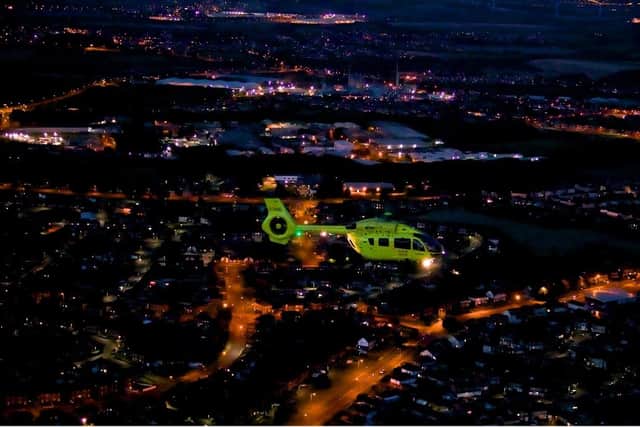 Yorkshire Air Ambulance on a night flight.