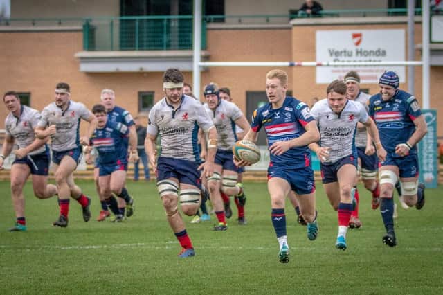 Doncaster Knights in action against London Scottish last season. Photo: Blueline Photography