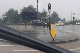 White Rose Way was closed off following two separate crashes on Saturday morning.