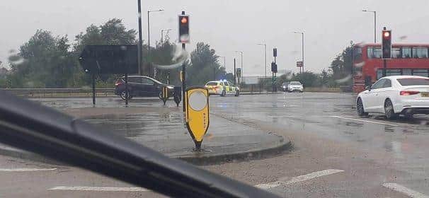 White Rose Way was closed off following two separate crashes on Saturday morning.