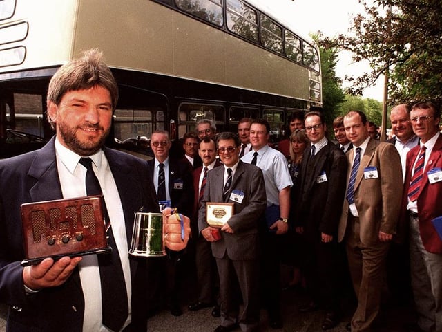 At the annual Public Transport Awards, gold award winner Terry Goodwin of Yorkshire Traction, Doncaster, is pictured with other finalists in May 1997