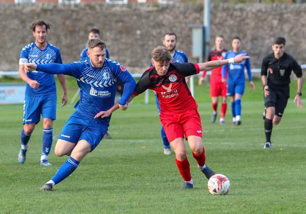 Adam Baskerville was on target for Armthorpe Welfare in their defeat at Hallam. Photo: Steve Pennock