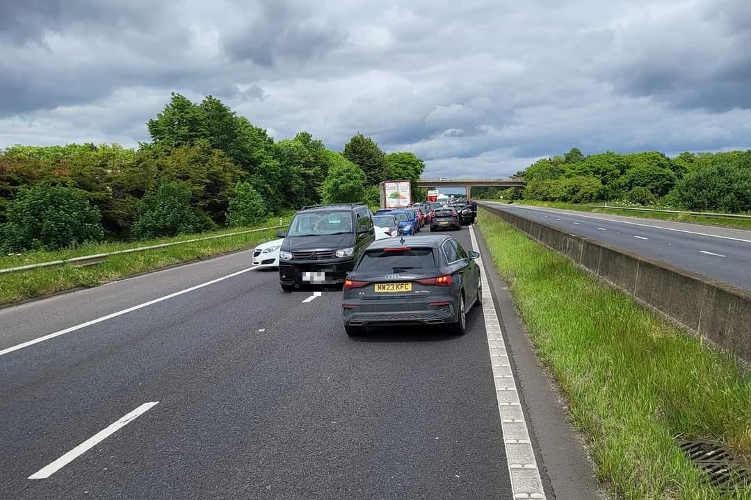 Impatient drivers endanger lives as they U-turn on the M18 after traffic standstill due to police concern for safety