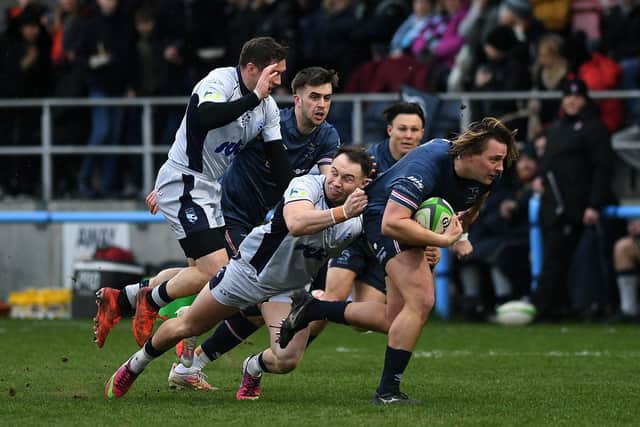 Knights' Tom Doughty surges forward. Picture: Jonathan Gawthorpe