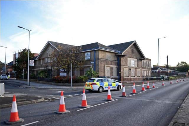 Police put in place a road closure near Trafford Way, Doncaster, as they launched an investigation into the death of 18-year-old Joe Sarpong whose body was found nearby.