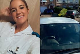 The roof of Sophie Holgate's car was caved in after a vandal attack.
