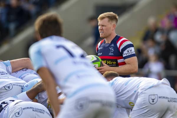 Calling the shots: Doncaster Knights' scrum-half Alex Dolly lines up at a scrum having turned to rugby union after arriving in England from Australia as a cricketer.
