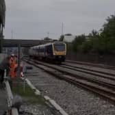 File picture shows a Northern train on tracks in South Yorkshire. Service between Sheffield and Doncaster have been affected by a fallen tree