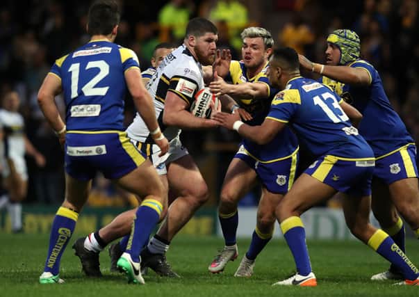 Doncaster do battle with Leeds Rhinos in the Challenge Cup in 2017.
