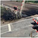 The level crossing was damaged by fire, closing the East Coast Main Line.