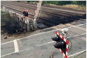 The level crossing was damaged by fire, closing the East Coast Main Line.