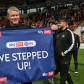 Doncater Rovers v Bradford Citry.
Doncaster's manager Grant McCann celebrates promotion.
26th April 2025.
Picture Jonathan Gawthorpe