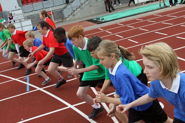 The 800 metre, year 7, race at theTrinity Academy sports day (June 2012)