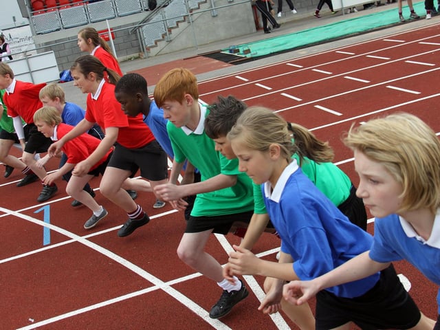 The 800 metre, year 7, race at theTrinity Academy sports day (June 2012)