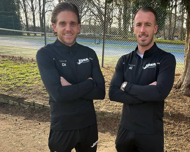 Professional footballers Callum Howe (left) and Alex Cairns have set up Kick On Academy in Doncaster.