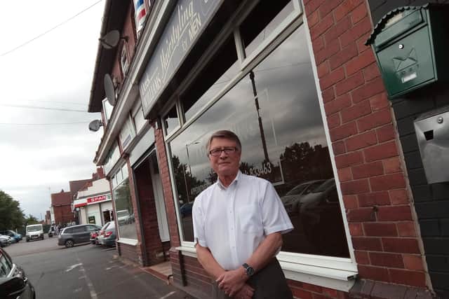 Derek Williams, at the Armthorpe Barber shop he has run for 50 years on Doncaster Road