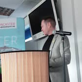 James Mason, chief executive of Welcome to Yorkshire,  addressing business and community leaders in Doncaster in March 2020