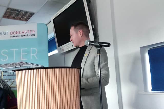James Mason, chief executive of Welcome to Yorkshire,  addressing business and community leaders in Doncaster in March 2020