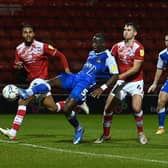 Joseph Olowu scores his first senior goal during Rovers' draw with Crewe. Picture: Howard Roe/AHPIX